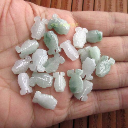 保真直通孔小鱼儿小吊坠手链用21816缅甸玉天然A货翡翠玉实拍H20