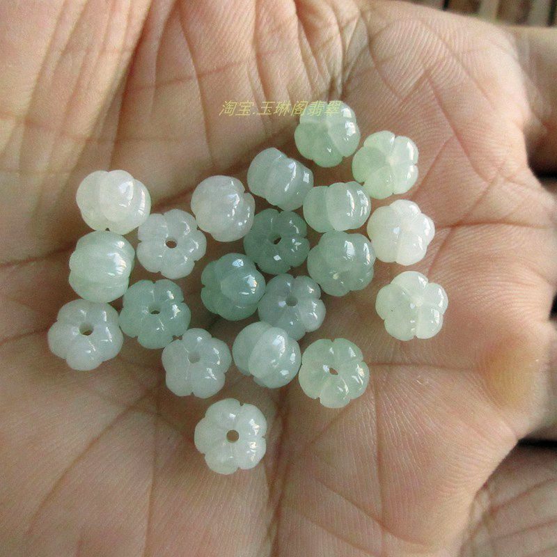保真冰水款7.8mm纯天然缅甸玉小南瓜珠21781玉珠天然A货翡翠玉H34