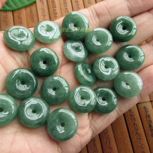 有水头豆绿缅甸玉天然A货翡翠玉21108 13甜甜圈玉扣平安扣N49