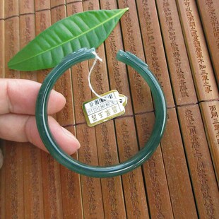 开口手镯双龙半镯51mm天然A货翡翠玉蓝水危料玉镯实拍图76518送证