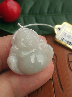70576玉琳阁实拍图缅甸玉天然A货翡翠大肚笑佛弥勒玉佛吊坠22.5mm