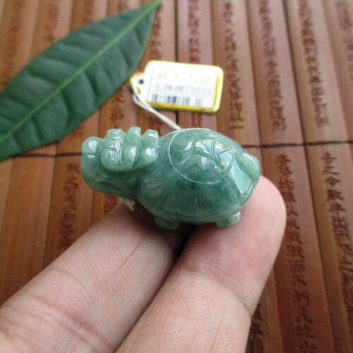 (双孔)保真立体龙龟龙头龟吊坠75670实物拍图缅甸玉天然A货翡翠玉