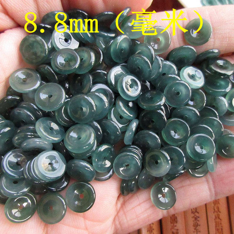 保真迷你翡翠小平安扣7-9mm蓝水玉扣隔珠片20479-23危料天然A货H2