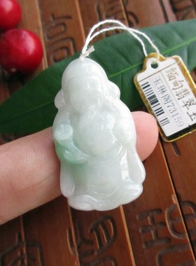玉保真 财神爷小吊坠73159天然A货缅甸玉翡翠玉 实物拍图 店开张
