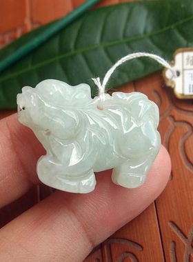 70938天然A货翡翠玉 立体款玉麒麟吊坠 缅甸玉实物拍图玉琳阁翡翠