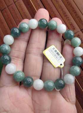 实物拍保真加粗10mm天然A货多彩翡翠小手珠手链玉琳阁缅甸玉76085