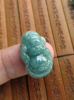 小财神小挂吊坠保真蓝水危料用21480纯天然的天然A货翡翠玉H17