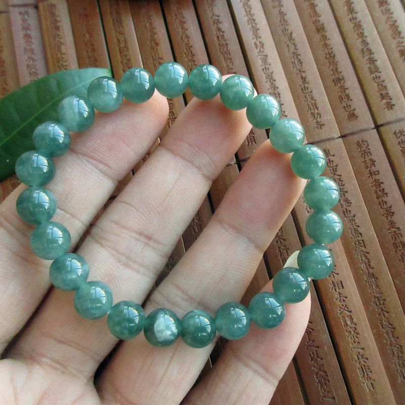 保真8mm蓝水危料天然A货翡翠小手珠手链玉琳阁缅甸玉20001-72 N75