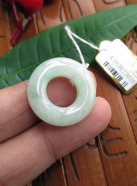 73026保真22.9mm 大孔款大玉环吊坠天然A货翡翠玉缅甸玉 实物拍图