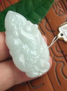 70431玉琳阁翡翠 实物拍图 缅甸玉天然A货翡翠玉叶子貔貅吊坠