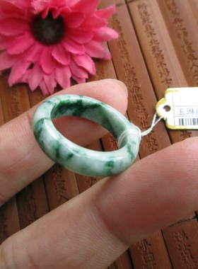 保真飘花款戒指18.4mm实物拍图75068翡翠玉天然A货缅甸玉 玉琳阁