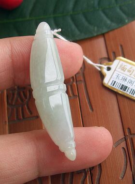 70740玉琳阁实物拍图缅甸玉天然A货翡翠玉节节高莲藕吊坠可做手链