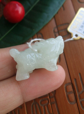 71628包真假一赔三缅甸玉天然A货翡翠玉立体款麒麟小吊坠实物拍图