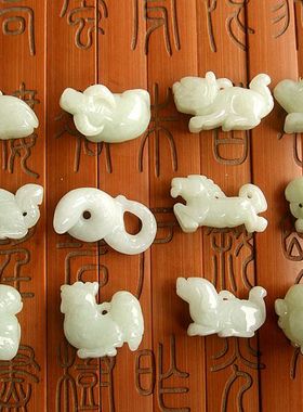 20587-14立体款十二生肖12生肖大吊坠玉琳阁缅甸玉天然A货翡翠玉