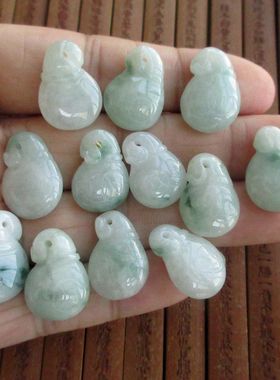 保真抽像款小钱袋小钱包福袋吊坠21714缅甸玉天然A货翡翠玉H32