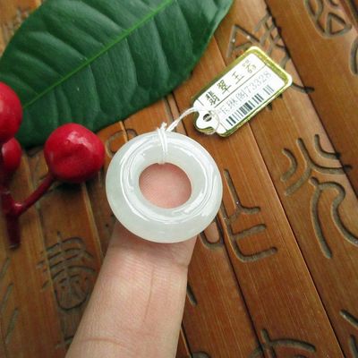 保真大孔款22.8mm大玉环吊坠73328缅甸玉天然A货翡翠玉小玉扣实拍