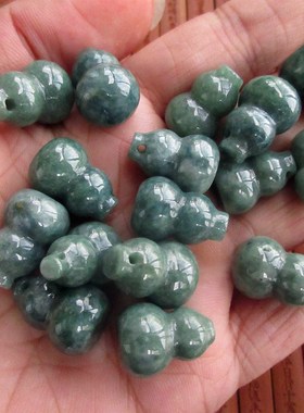 21236保真葫芦小吊坠豆绿立体款实物拍图缅甸玉天然A货翡翠玉H6
