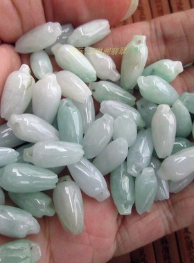 保真玉的小兰花小坠子21401缅甸玉天然A货翡翠玉DIY小配件用H28