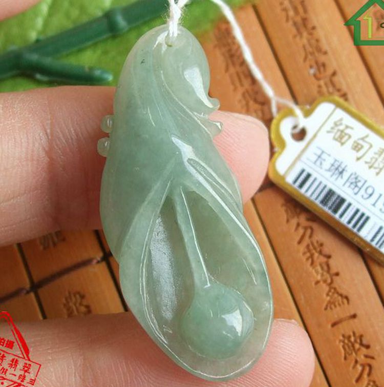 兰花吊坠一心一意91911玉琳阁翡翠 实物拍图 缅甸玉天然A货翡翠玉