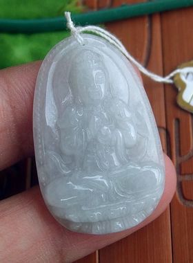97334玉琳阁 实物拍图 缅甸天然A货翡翠玉守护神阿弥陀佛吊坠送证