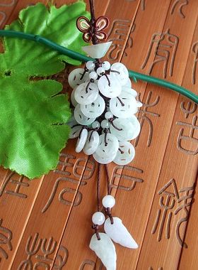 20699-5实物拍图缅甸玉天然A货翡翠玉玉钱包挂车挂手机挂饰钥匙挂