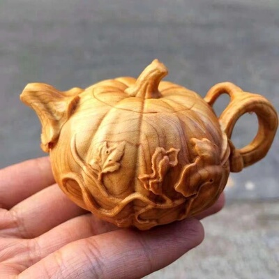 崖柏黄杨木南瓜壶木雕手