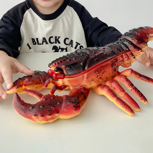 小龙虾儿童玩具仿真海洋动物模型软胶海底生物海豚海龟大鲨鱼蓝鲸