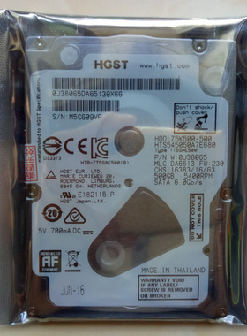 全新原装HGST日立500G笔记本电脑硬盘机械2.5寸SATA串口7mm厚度