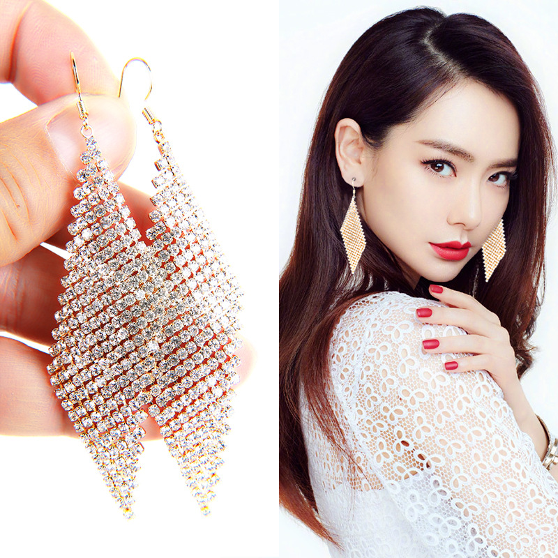 925 Oncorhynchus Anti allergy Europe and America Exaggeration Earrings Diamond full dress Wedding gauze Earrings earringsin the Accessories/Fashion Jewelry, Earring , Earring  category - from Buy2taobao.com to provide professional Taobao agent buy service