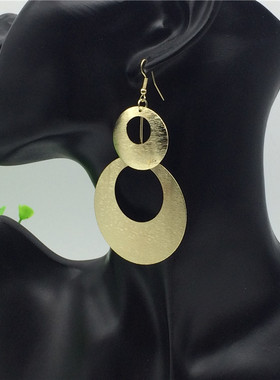 earrings欧美金色磨砂朋克风金属