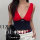 uuzeal新款 撞色设计性感深V美背百搭打底胸垫一体吊带背心133