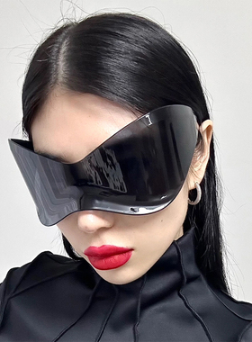 欧美嘻哈复古未来科技感炫酷墨镜超大朋克运动风太阳镜sunglasses