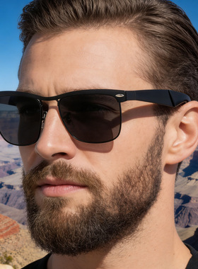 复古痞帅商务风男士偏光墨镜