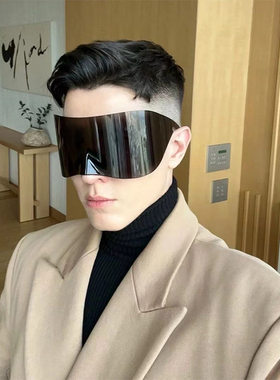 欧美嘻哈复古未来科技感炫酷墨镜超大朋克运动风太阳镜sunglasses