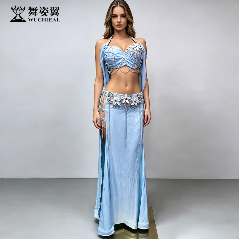 舞姿翼肚皮舞练习服演出服女2026新款套装东方舞舞蹈服浅蓝女326
