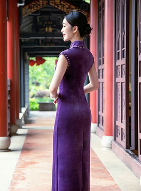 舞姿翼2026新款古典训练服走秀练功服旗袍舞蹈形体服紫色XT1539