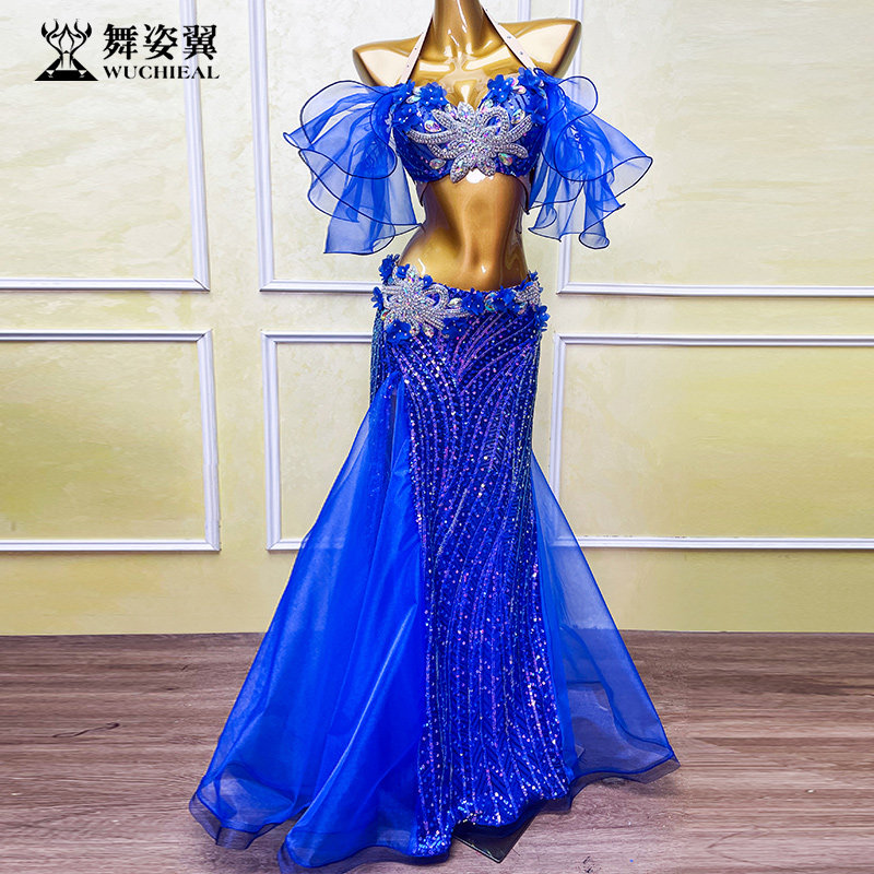 舞姿翼肚皮舞表演演出服女2025新款舞蹈东方舞练功服套装宝蓝189