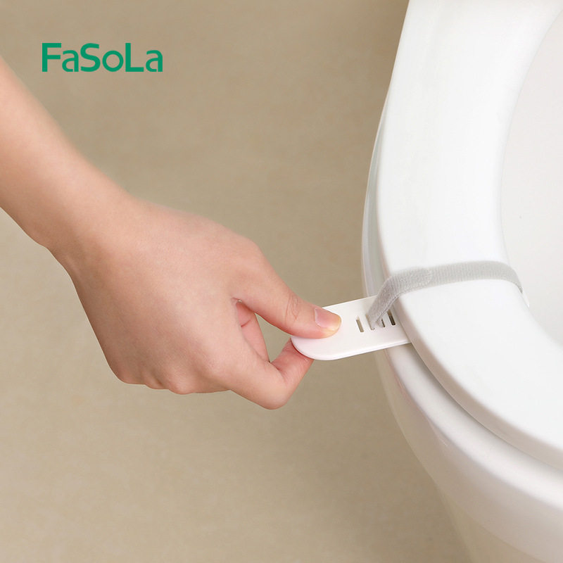 FaSoLa卫生间马桶提盖器加厚ABS材质摩术贴绑带固定马桶盖提盖器 - 实物图