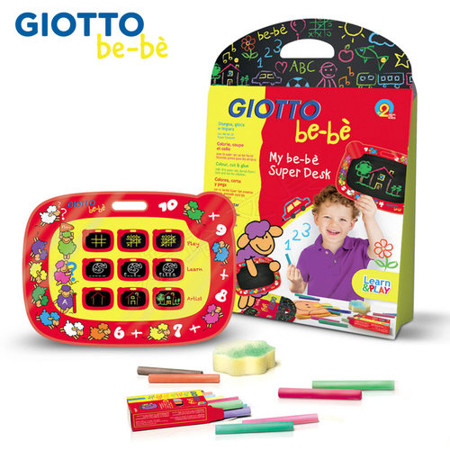 意大利GIOTTO齐多幼儿涂鸦小黑板 儿童涂鸦双面画版 带10色粉笔