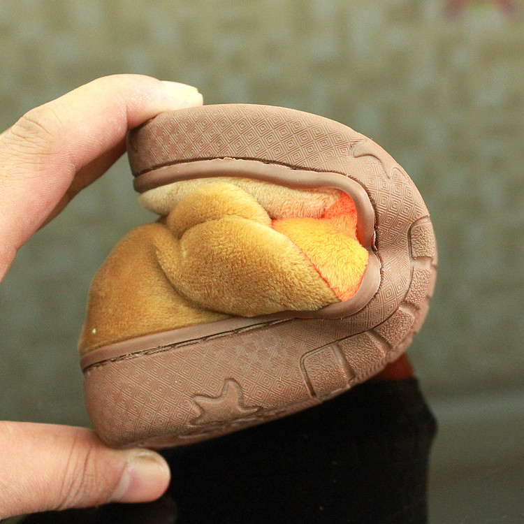 Pantoufles enfants en suède pour hiver - semelle caoutchouc - Ref 1032380 Image 3