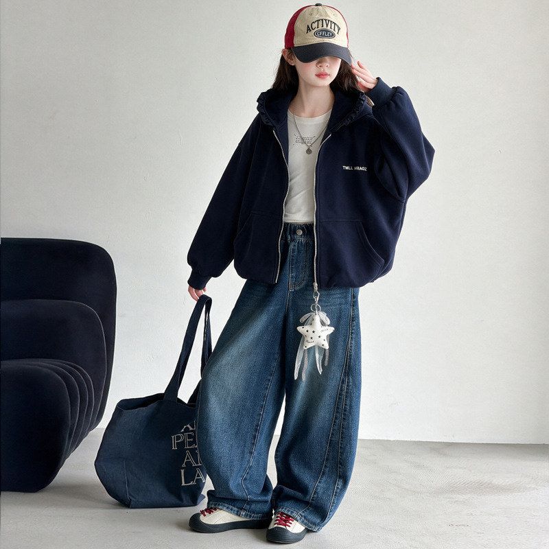 女童秋季外套2026春秋新款中大童韩版洋气连帽上衣儿童夹克衫衣服