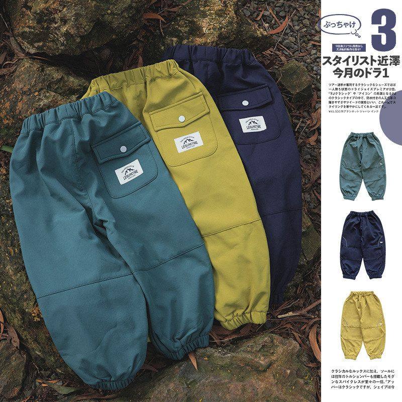 古德家儿童冲锋裤2025冬季款女童加绒束脚工装裤户外运动软壳防