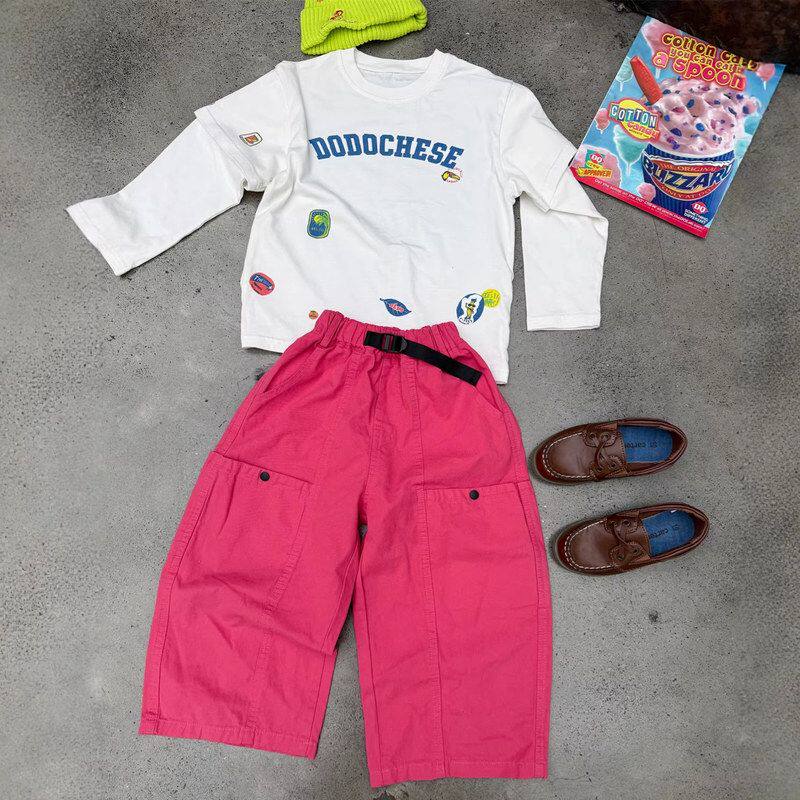 古德家童装2026男童春款立体剪裁口袋个性工装裤女童洋气纯棉直