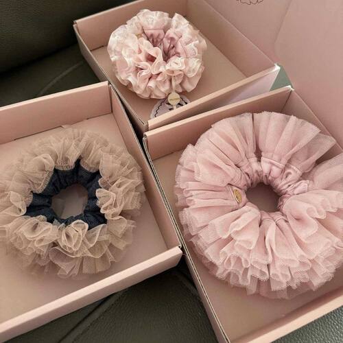 Basistar 法式重工蕾丝公主风芭蕾系列手作大肠发圈 天鹅少女发圈