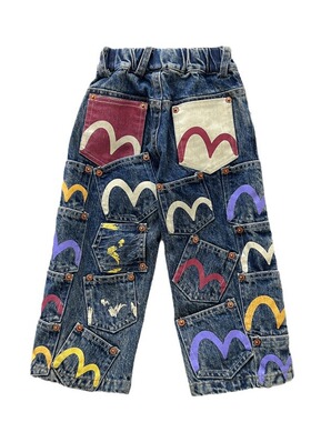 古德家 日系童装中古潮款小众儿童牛仔裤重工版亲子装裤子