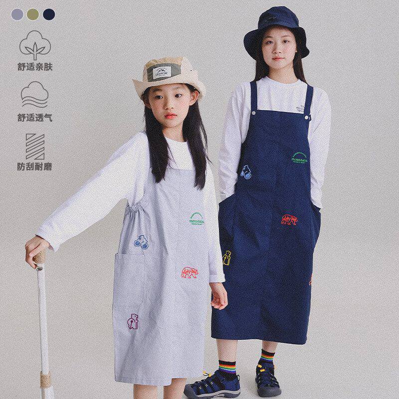 古德家亲子装女童背带裙2026春季款工装儿童刺绣卡通裙子儿童吊