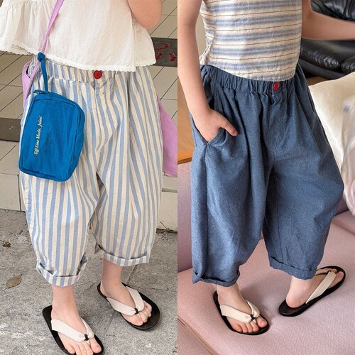 古德家童装夏装儿童韩版阔腿裤七分裤九分裤女童防蚊裤裤子