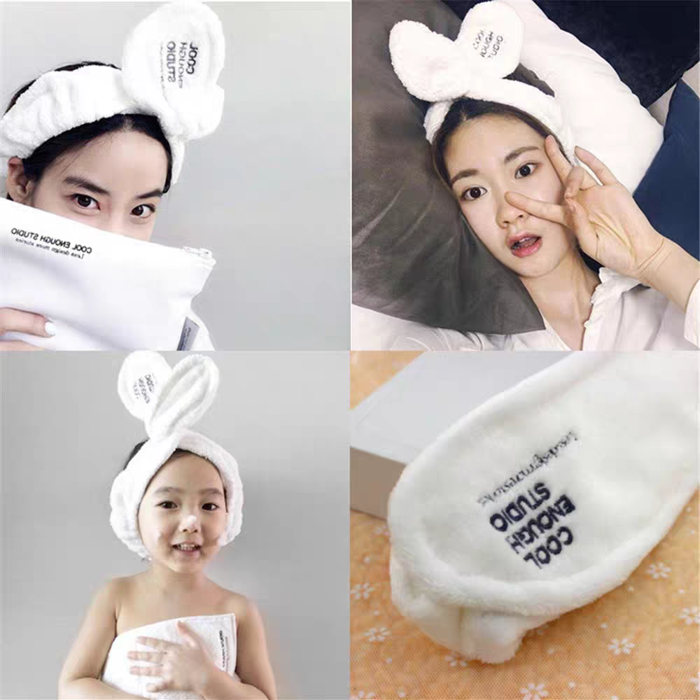 现货Ying.韩国韩剧长兔耳朵简约女网红发带刺绣化妆洗脸束发带