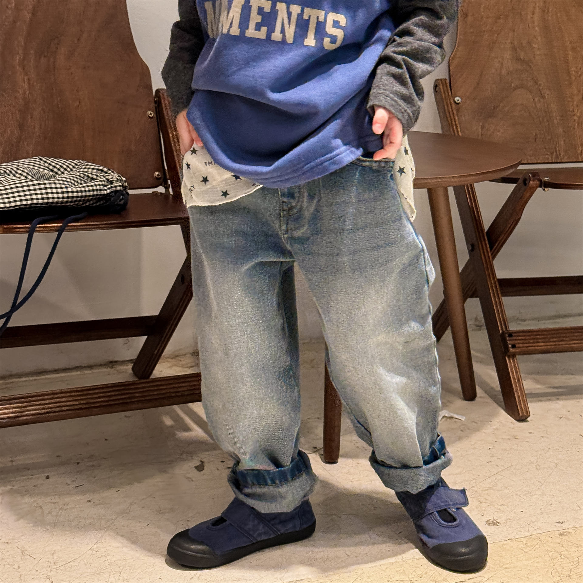 古德家2025秋季童装新款 儿童韩版秋装牛仔长裤 男童女童裤哈伦