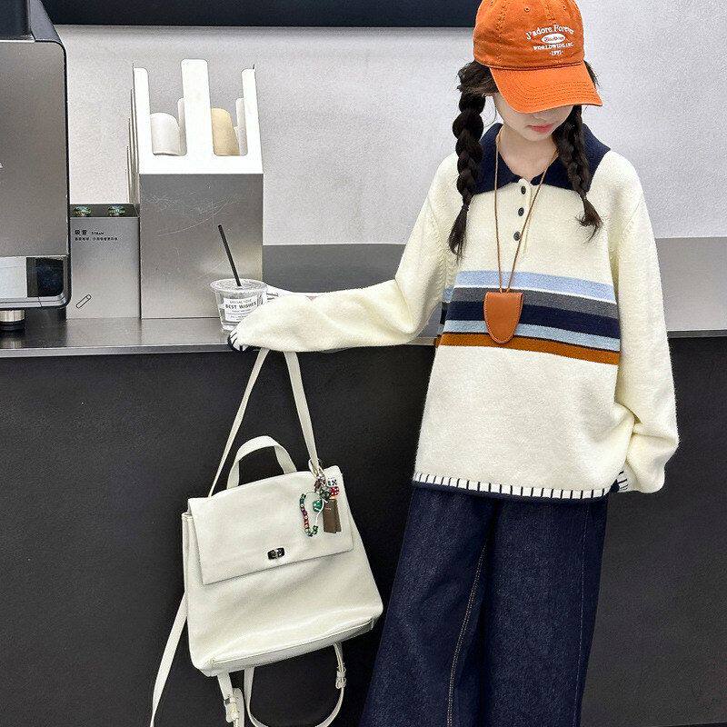 古德家女童毛衣秋冬外穿加厚2026新款儿童打底衫女大童POLO领针